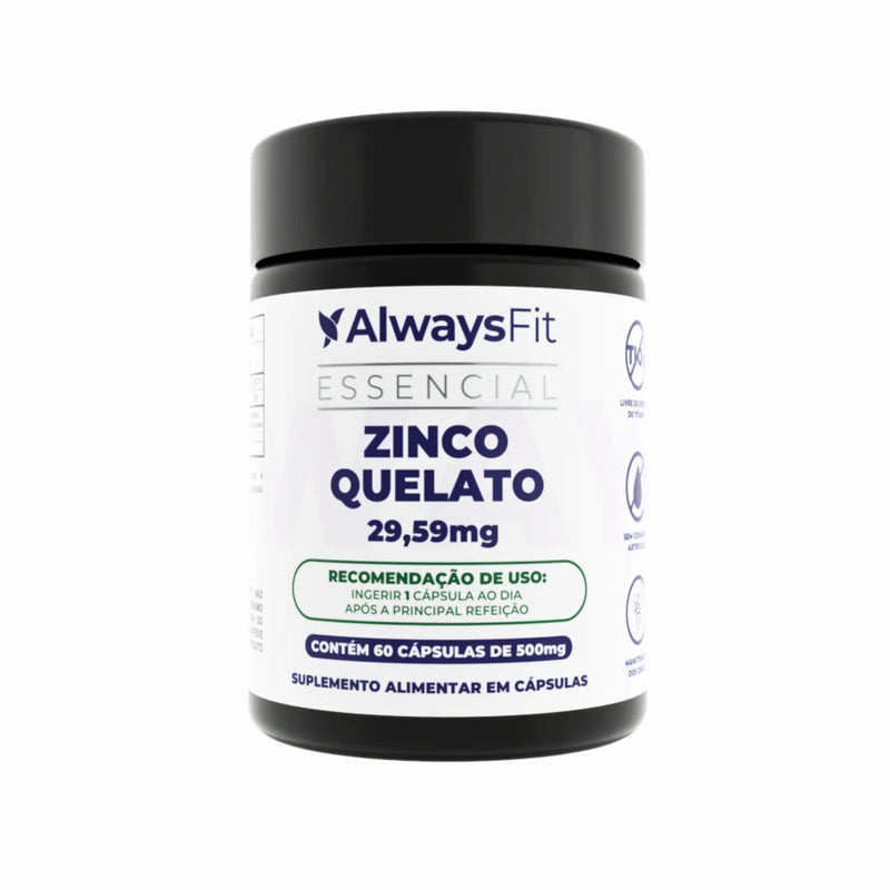 Zinco Quelato (Bisglicinato) - 29,59mg - 60 Cápsulas