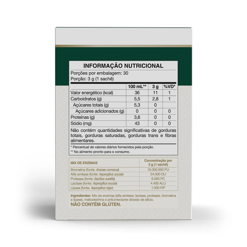Vitafor - Enzyfor Enzima Digestiva (Bromelina, Protease, Lactase, Amilase e Lipase)- 30 Sachês 3g | Digestão Eficiente e Leveza nas Refeições