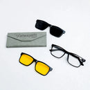 Óculos Triple Vision Pro - Bloqueador de Luz Azul com Lentes Amarela, Polarizada e Transparente Masculino