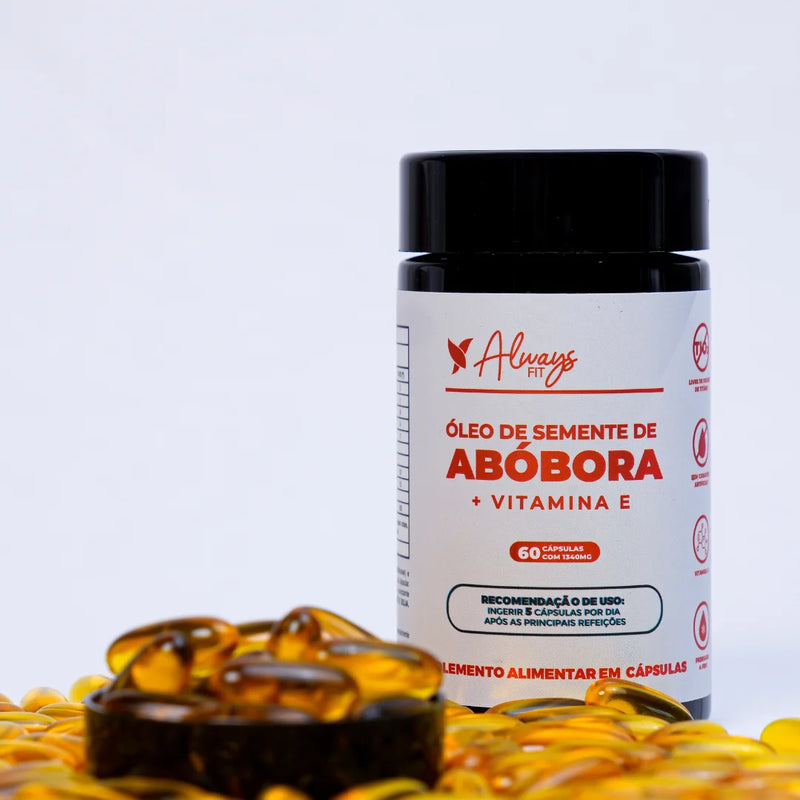 Óleo de Semente de Abóbora 1340mg em cápsulas com Vitamina E - 60 Cápsulas